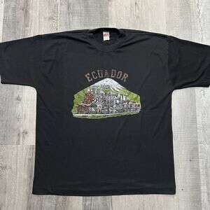 VTG Levis 1980s Ecuador Train Railroad T Shirt Faded Black La Nariz del Diablo
